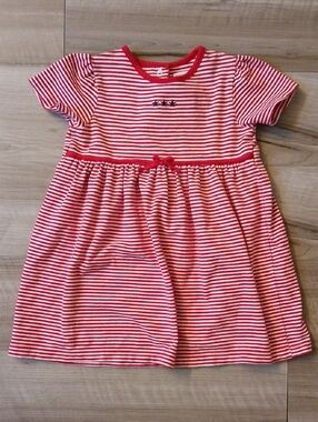 Gymboree Red & White Striped Short Sleeve Dress Vintage Size 18-24 Months (K)
